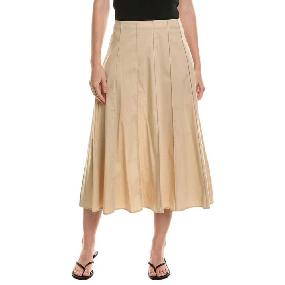 Anne Klein Womens  Petite Pull-On Paneled A Line Midi Skirt, Brown